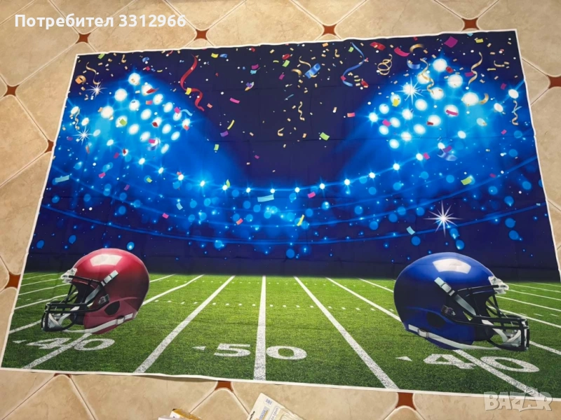 Чисто нов фон за стена 210по150см на тема Американски футбол, снимка 1