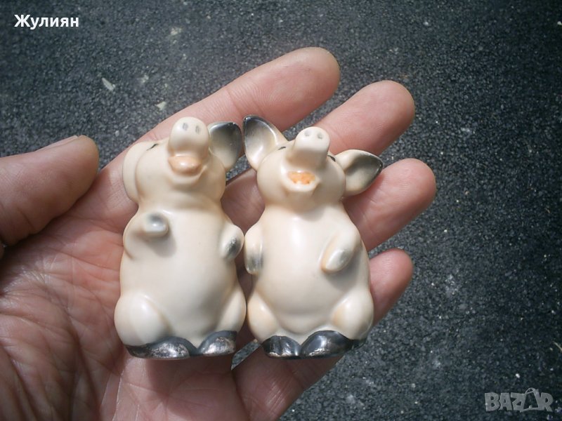  ПОРЦЕЛАНОВИ СОЛНИЧКИ ПРАСЕНЦА СЪС СРЕБЪРНИ КРАЧЕТА , снимка 1