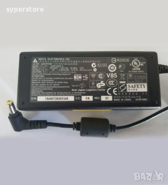 Зарядно устройство адаптер за лаптоп, Toshiba, Asus, 19V, 3.42A, 5.5x2.5, SS000554 оригинално, втора, снимка 1