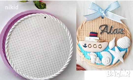 Кръг ситна мрежа основа за пано рамка силиконов молд форма калъп фондан гипс, снимка 1