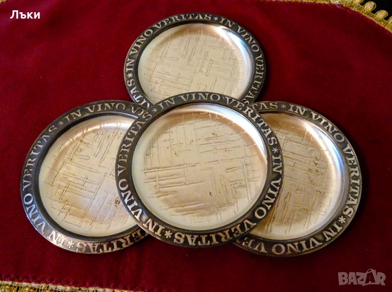 In Vino Veritas,посребрена чиния,подложка. , снимка 1