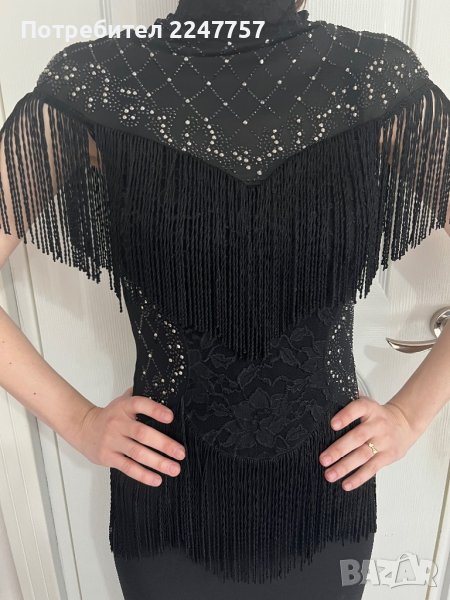 Официална рокля с ресни размер S, снимка 1
