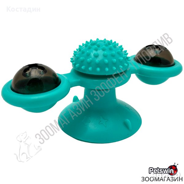Играчка за Коте - Въртяща - 15.8см/7.5см/6.9см - Синя разцветка - Pet Interest, снимка 1