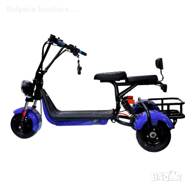 Eлектрическа триколка мини HARLEY 1200W - BLUE, снимка 1