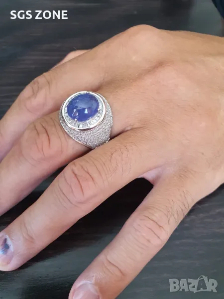 Мъжки Сребърни Пръстени с Естествени Камъни, снимка 1