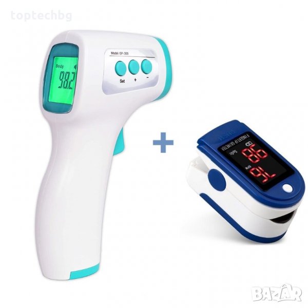 ПАКЕТ здраве и превенция: Безконтактен Термометър + ОКСИМЕТЪР, снимка 1