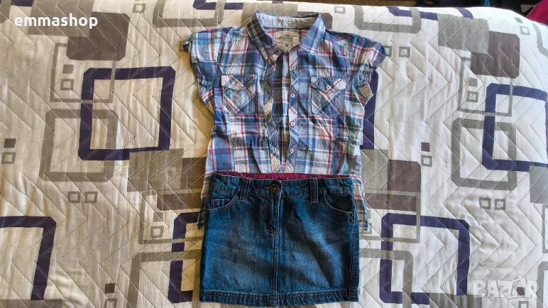 Риза H&M и дънкова пола, размер 122-128, снимка 1