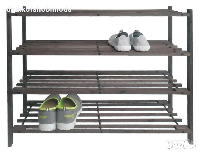 Етажерка за обувки,Естествено дърво с  4 рафта 65.5x26x66см, снимка 1