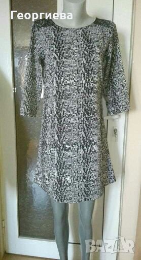 Фина рокля с дантелен акцент, в черно и бяло👗🍀S, M👗🍀арт.1056, снимка 1