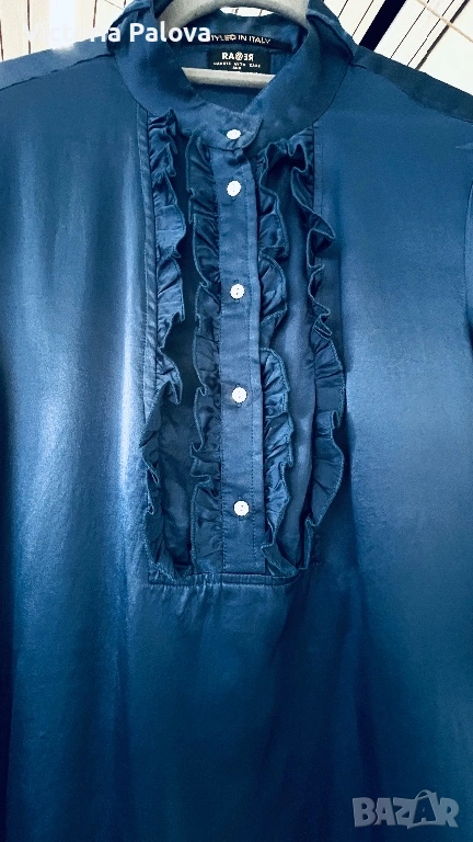 Винтидж синя копринена блуза RA-RE - италиански лукс от 90-те, снимка 1