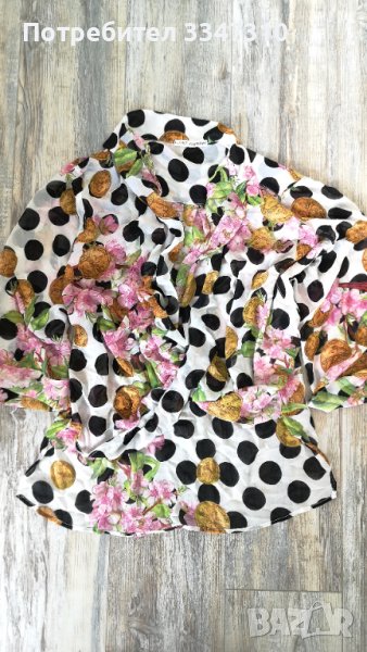 Разкошна Брандова Риза с Десен На Монети и Цветя Ефирен Модел, снимка 1