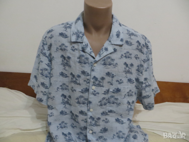 Мъжка риза с къс ръкав от лен Angelo Litrico, снимка 1