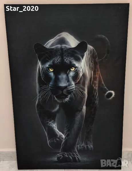 Светеща картина с LED осветление - Черната пантера , снимка 1