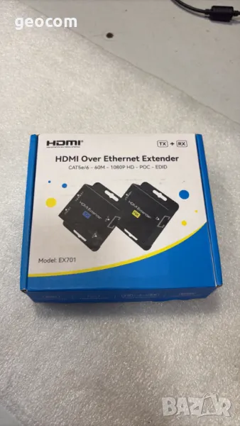 HDMI-HDMI EX701 Extender 60m (Cat 5a/6,60m,FHD,Комплект), снимка 1