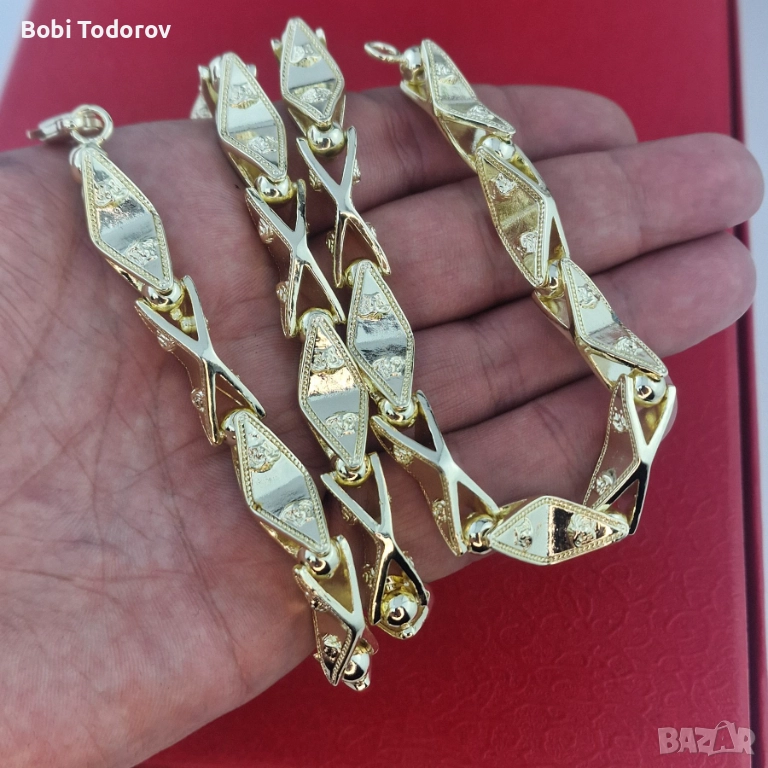 Ланец „Versace Diamond X Chain“ – 18К позлата, снимка 1