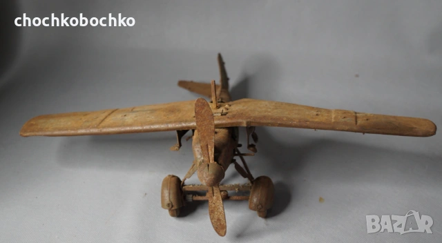 Стара Немска метална механична играчка модел самолет, снимка 3 - Колекции - 53190911