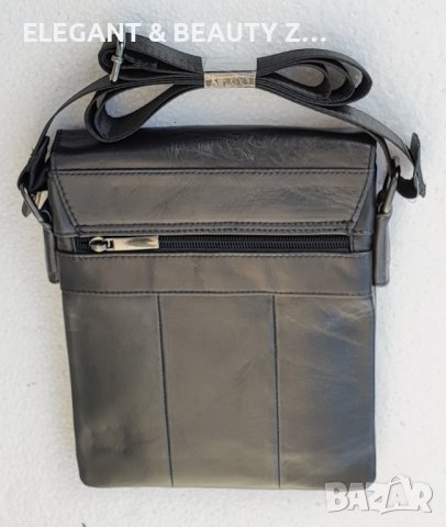 Мъжка  кафява кожена чанта с капак от телешки бокс черно, дъб  и  тик, снимка 9 - Чанти - 38999742