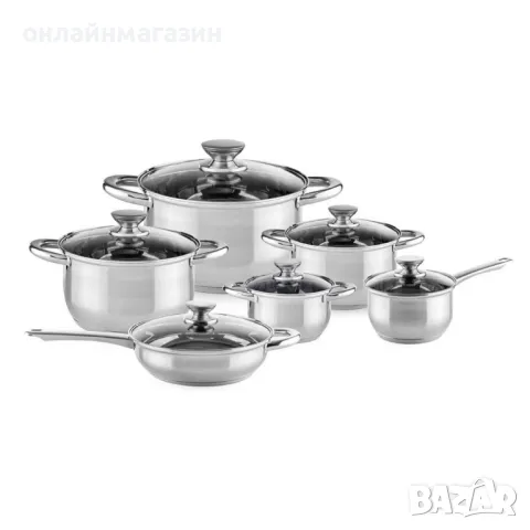Комплект съдове за готвене Muhler от 12 части, неръждаема стомана, снимка 1