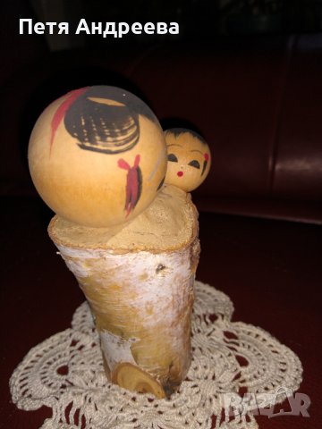 Японска дървена статуетка майка с дете, снимка 6 - Статуетки - 37954881