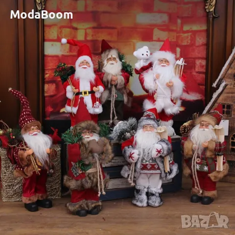 Фигурка Дядо Коледа с чувал и фенер, 30 см., снимка 4 - Фигурки - 48180293