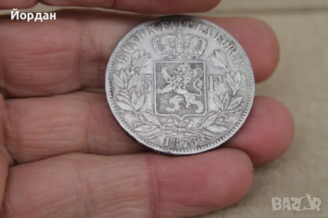 Сребърна монета ''5 Франка'' 1873-та година, снимка 4 - Нумизматика и бонистика - 47903277
