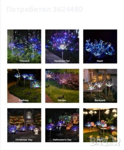 Фойерверки градинска соларна лампа , снимка 3 - Други - 52297079