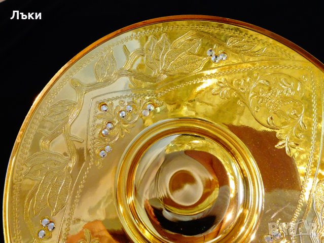 Английска фруктиера 24k Gold,скъпоценни камъни. , снимка 6 - Антикварни и старинни предмети - 29421074