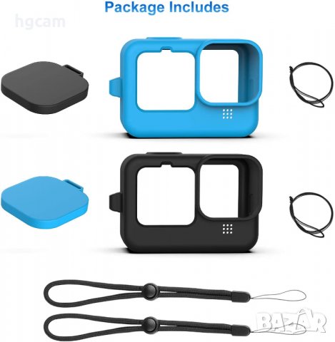 Калъф за GoPro Hero 9/10/11/12 Black, Капаче, Силикон, Черен/Син, снимка 3 - Чанти, стативи, аксесоари - 31742803