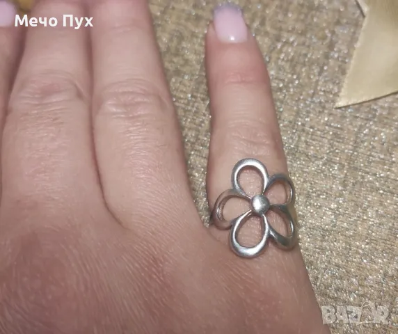 Сребърен пръстен Цвете (252), снимка 5 - Пръстени - 48213969