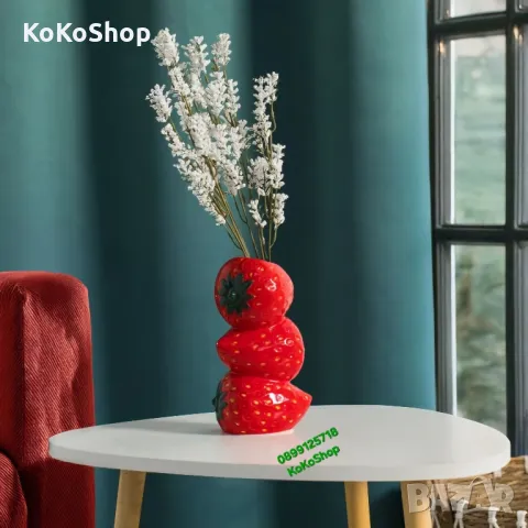 Ваза "Ягоди"-21х8х11 см./червена ваза/керамична ваза