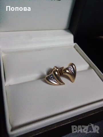 Руски златни обеци  с диаманти, снимка 2 - Обеци - 39648406