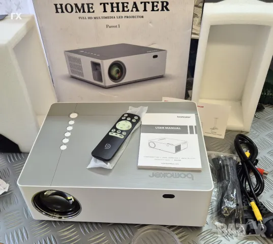 Bomaker Parrot 1 1080P LED проектор  300 ANSI Lumens 9000:1 Contrast Ratio, снимка 2 - Плейъри, домашно кино, прожектори - 50198420