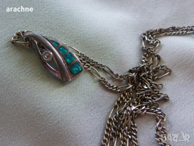 Сребърно колие с опали, снимка 3 - Колиета, медальони, синджири - 44213234