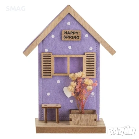 Великденска настолна дървена декоративна къща, 12x4x16 см_1248344, снимка 4 - Декорация за дома - 54226677