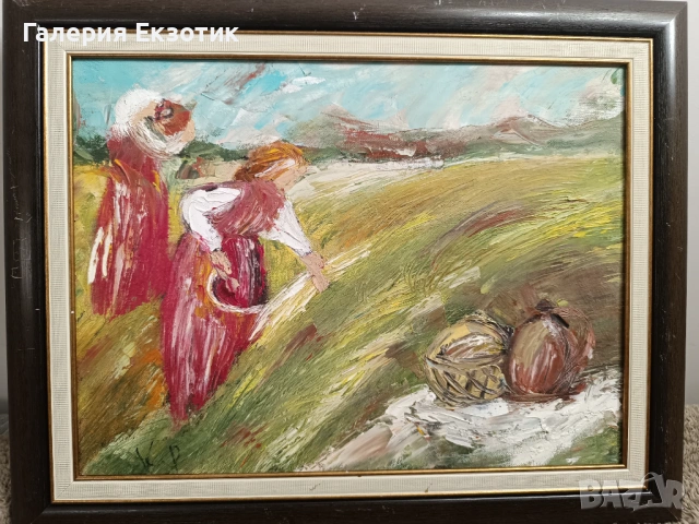 Маслена картина "Жътва" с подарък Авторско стихче