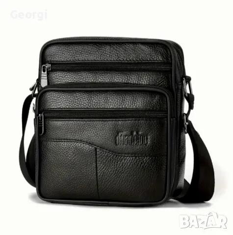 Компактна, Елегантна и Стилна мъжка кожена чанта с презрамки от Черна и Кафява естест. кожа!, снимка 13 - Чанти - 49296138