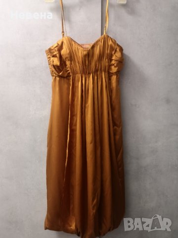 Официална Рокля цвят тиква, естествена коприна, М, снимка 8 - Рокли - 42473384