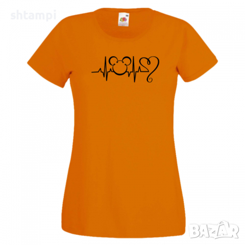 Дамска тениска Mickey Love Heartbeat 2 Мини Маус,Микки Маус.Подарък,Изненада,