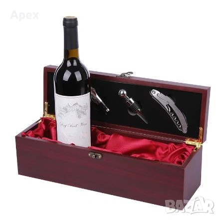 Луксозна Дървена Кутия за Вино с Комплект Аксесоари.Сет за Вино.Подаръчна Кутия за Вино Kutia Vino, снимка 3 - Подаръци за мъже - 54010811