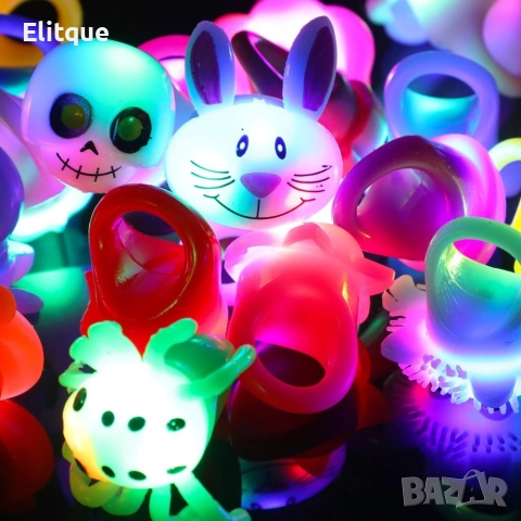 Светещ пръстен TPR. Мигащ парти пръстен, снимка 14 - Пръстени - 52800530