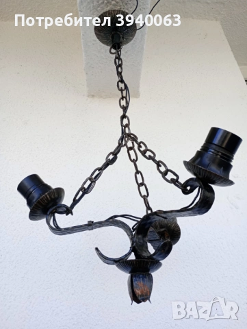 Стар полюлей от ковано желязо троен , снимка 5 - Антикварни и старинни предмети - 50646181