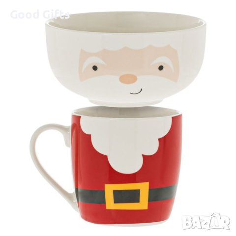 Коледен комплект Купичка и чаша, Дядо Коледа, снимка 2 - Чаши - 42754676