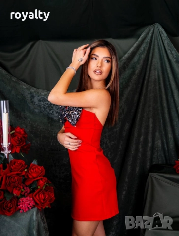 Луксозна Червена Дамска Рокля , снимка 3 - Рокли - 52884658