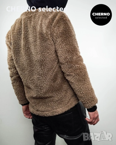  Мъжко кафяво поларено • шерпа флийс яке WEEKDAY Cody pile fleece cardigan – размер M•L, снимка 11 - Якета - 53905184