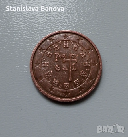 Португалска евро монета от 2 цента от 2002г.