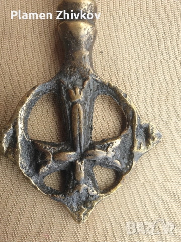 Голям стар месингов ключ от манастирска порта 22 см , снимка 5 - Антикварни и старинни предмети - 54078678