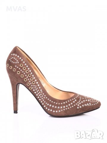 Нови велурени обувки на ток 37 номер есенни капучино бежови, снимка 2 - Дамски елегантни обувки - 29151977