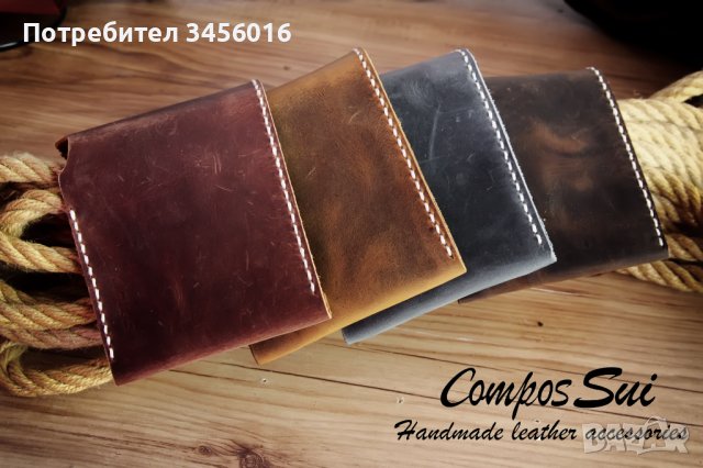 Кожен портфейл, естествена кожа,ръчна изработка, снимка 7 - Портфейли, портмонета - 39961126