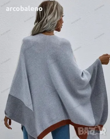 Дамска карирана широка плетена жилетка, 5цвята , снимка 10 - Жилетки - 41798937