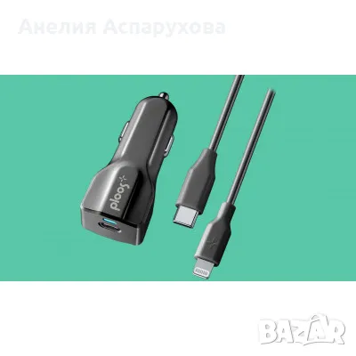 Зарядно за кола Cellularline Ploos 12V,кабел Type-C 18W